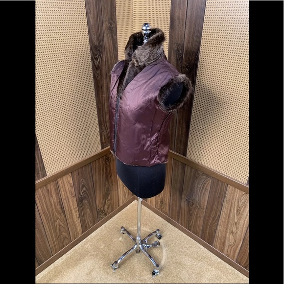 MUSI CANADA BROWN SHEARED & LONG HAIRED BEAVER TRIM FUR VEST JACKET SMALL 2 - 4 - Picture 9 of 11